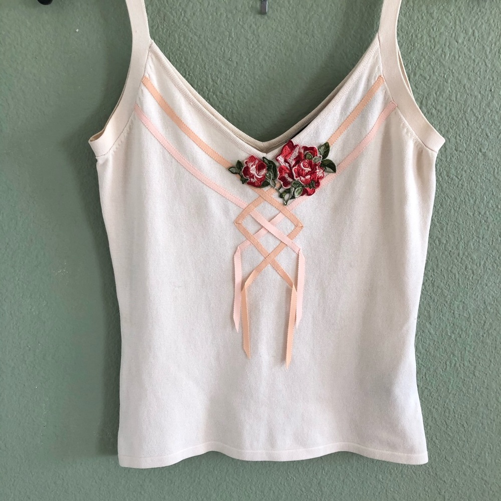 Vintage Silk Nicole Miller Appliqué Tank Shirt